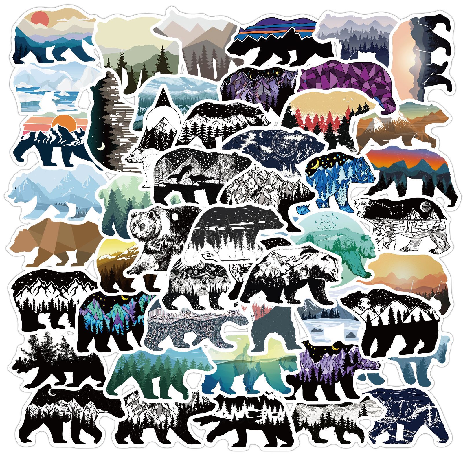 

Pack of 50pcs Wholesale Hilltop Bear Stickers For Guitar Laptop Skateboard Motor Bottle Car Decals Kids Gifts Toys, Multi-color
