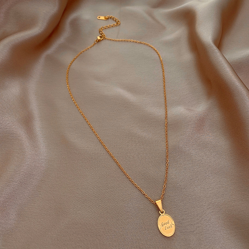 Xianlan712 Titanium Steel Lucky Tag Chain Necklace Female Ins Tide Cold Wind Clavicle Light Luxury Niche Design Web Celebrity Cont-image-706517696
