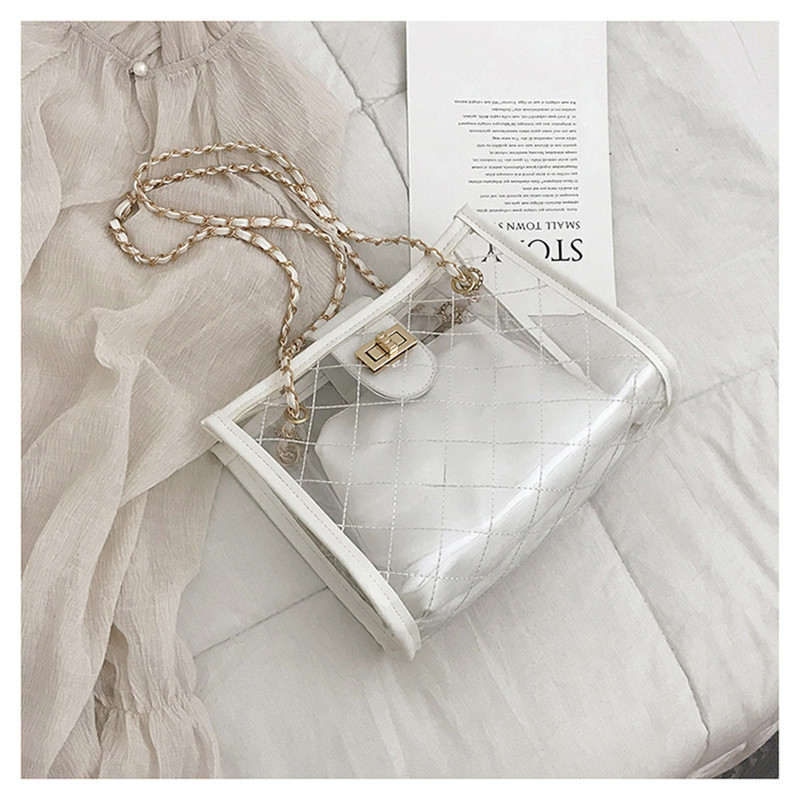 

Transparent Jelly Big bag 2021 Fashion New High Quality PVC Women's Designer Handbag High capacity Chain Shoulder Messenger Bags