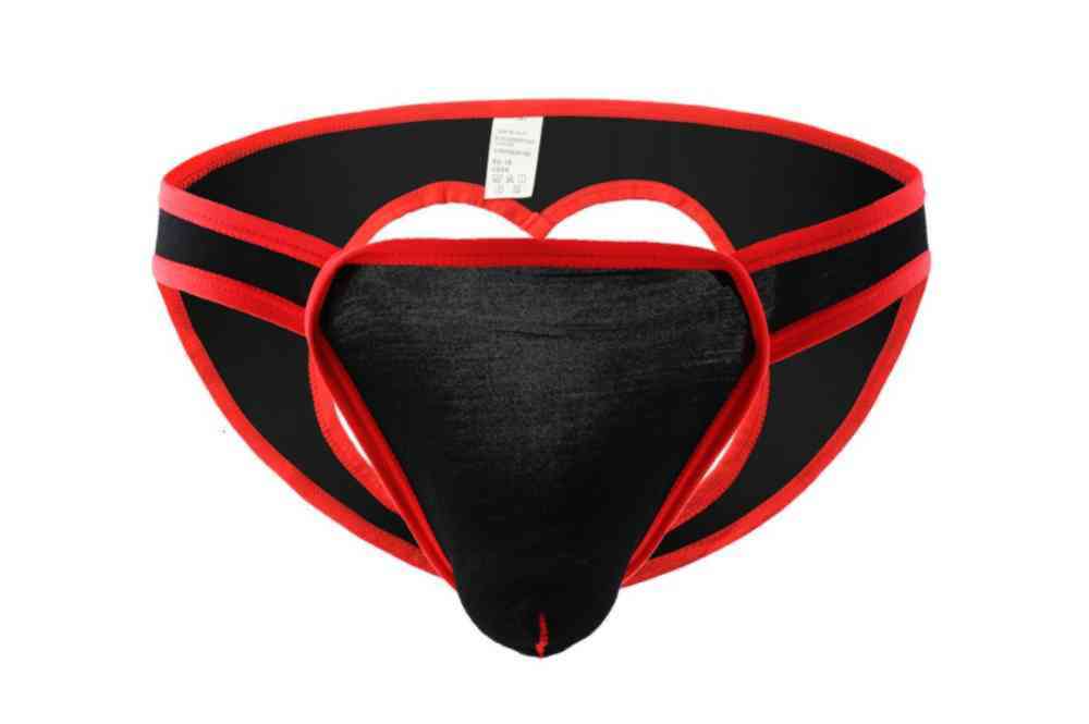 

Men's fun thong low waist sexy modal double T-shaped U-convex underwear, Black;brown