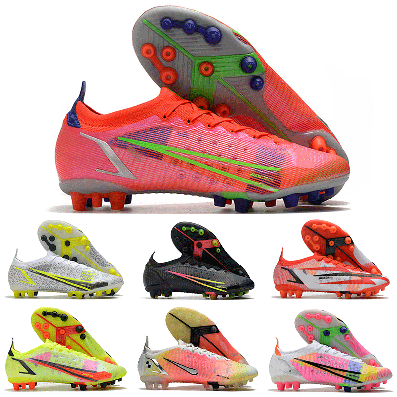 

2021 Newest Mercurial Vapors 14 Pro AG Football Shoes High Quality Black White Red CR7 Mbappé Mbappe Soccer Cleats Boots Outdoor size 39-45