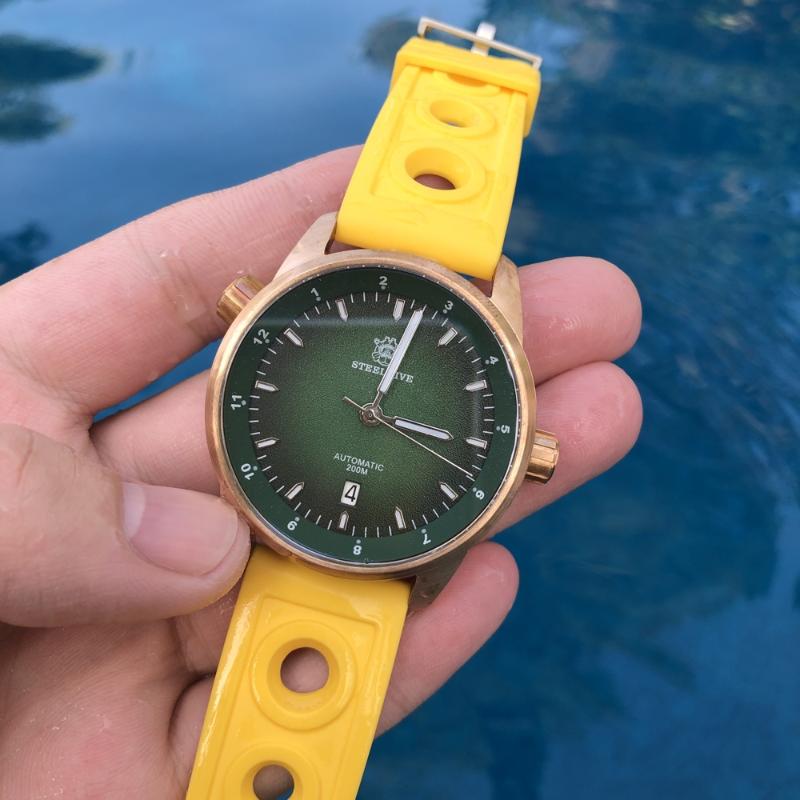 

Wristwatches STEELFIVE 1949S Germany CuSn8 Bronze Watches Mechanical Watch Japan Movement NH35 Sapphire Crystal Diving Men 200m, No3