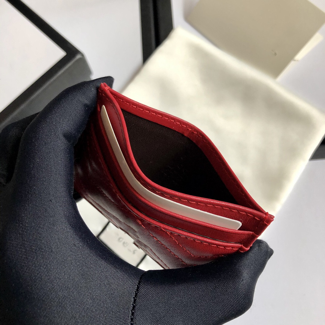 

Small size Designer Card Holder Men Womens Cards Holders Lambskin Mini Wallets Coin purse pocket Interior Slot Pockets Genuine Leather, Red