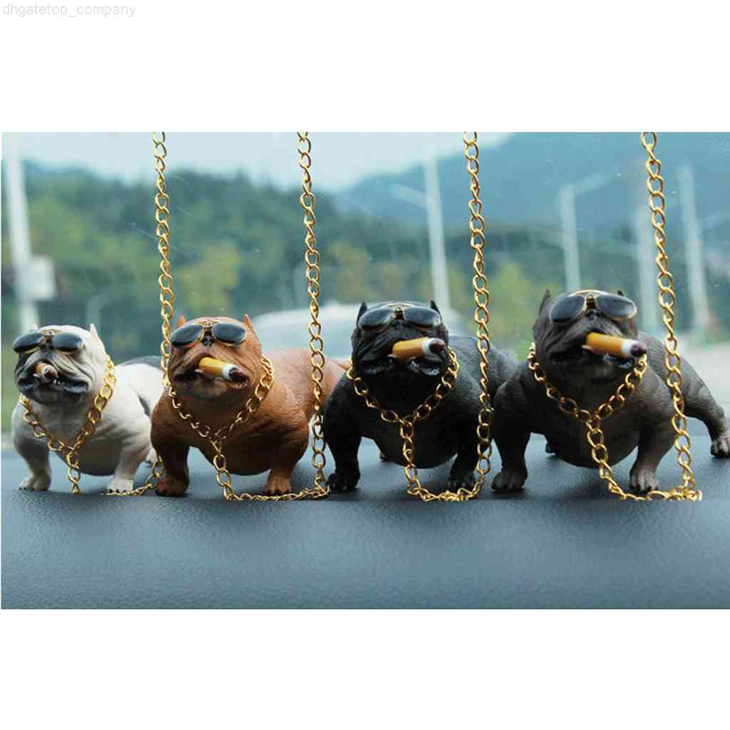 

Bully Dog Car Decoration Simulation Ornament With Chain Car Interior Decoration Dashboard Ornament Auto Home Decor Car