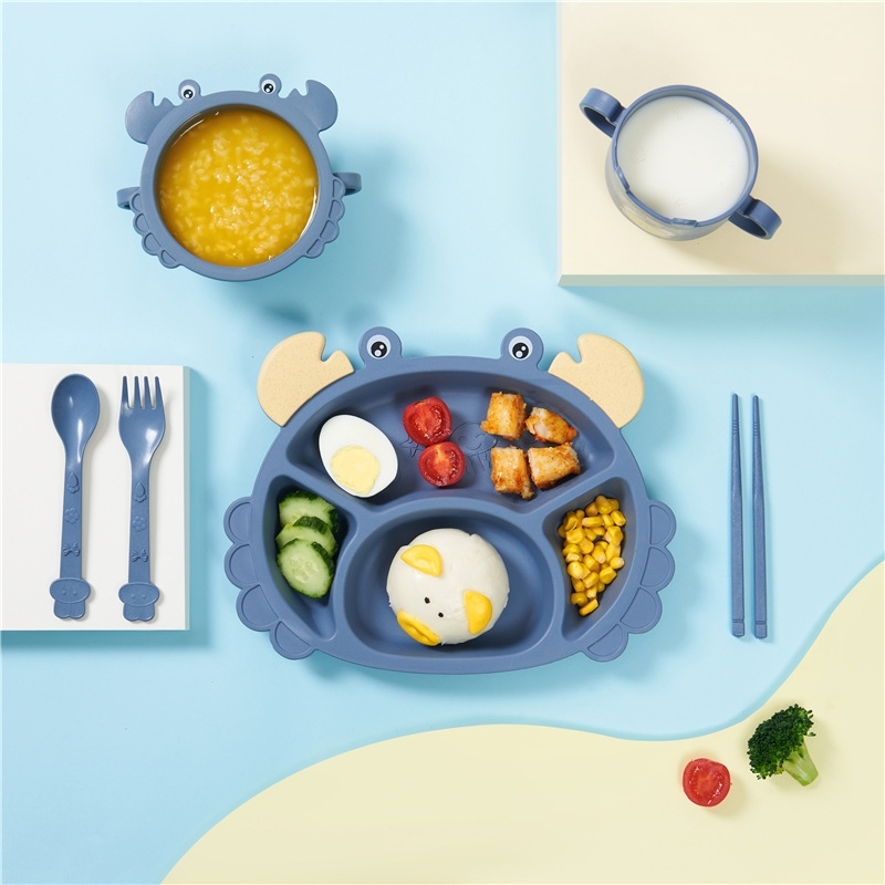 

Alcoco dinner plate, divided cartoon kindergarten children's tableware set, eating bowl, cup and auxiliary food plate