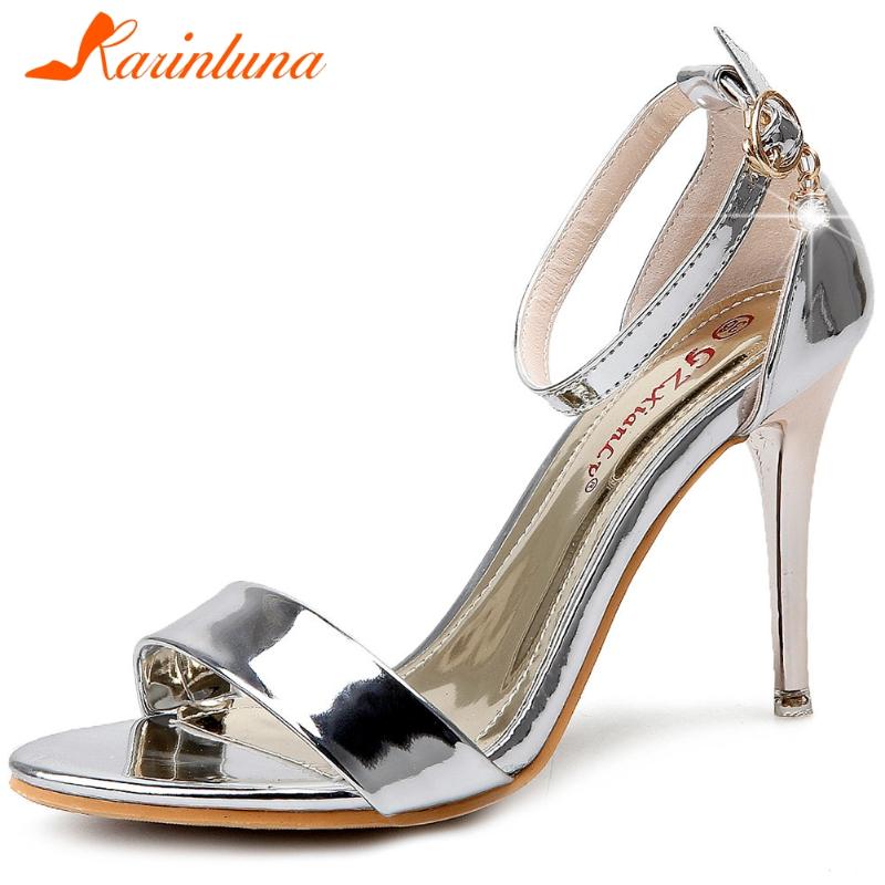 

Sexy Thin High Heels Sandals For Date Elegant Concise Party Women Classic Summer Metallic Shoes, Silver
