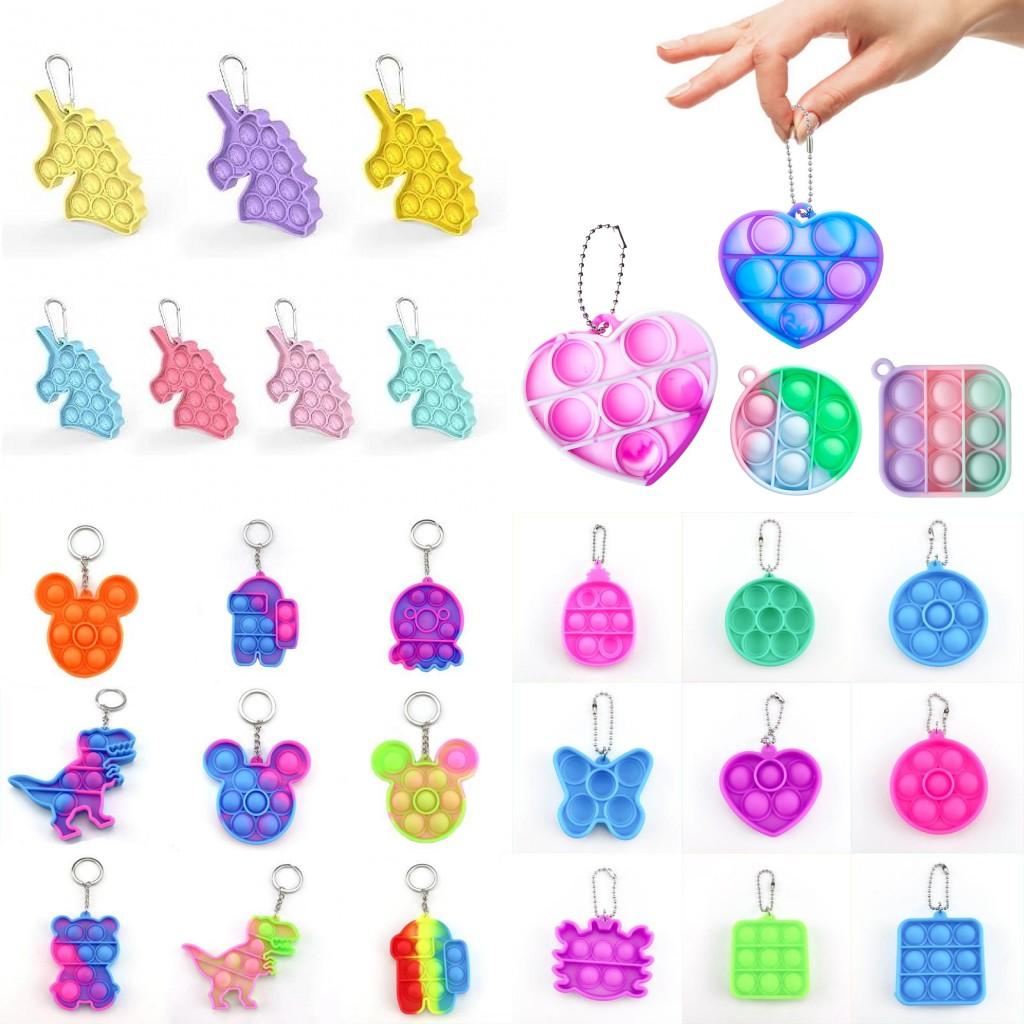 

Newest Design!Fidget Sensory Toy Mini Push Bubble Fidget Party Simple Dimple Keychain Ring Anti-stress Board Autism Educational Toys DHL Ship