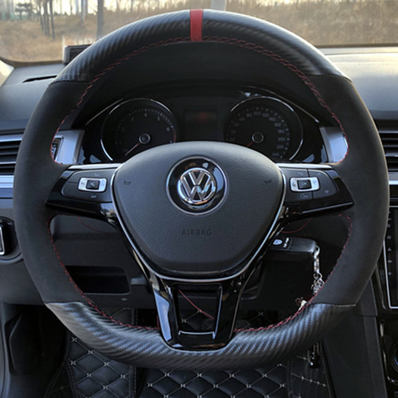 

For Volkswagen Golf 7/7.5 rline/gti DIY custom leather carbon fiber hand-sewn car steering wheel cover