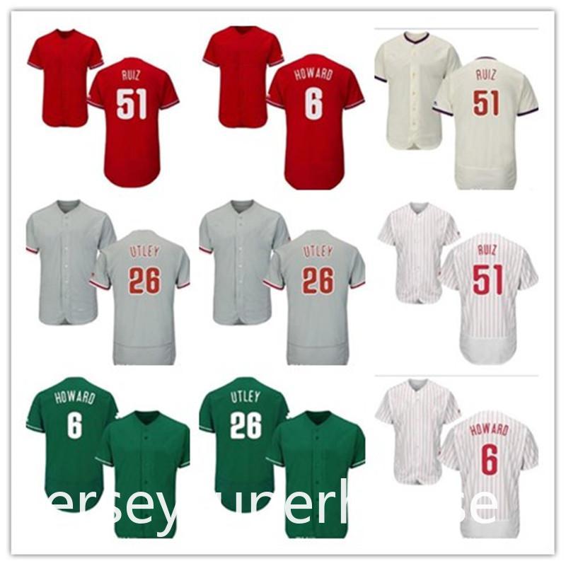 

Men women youth Phillies Jersey #6 Ryan Howard 26 Chase Utley 51 Carlos Ruiz Home Red Black Grey White Kids Girls Baseball Jerseys, Blue;black