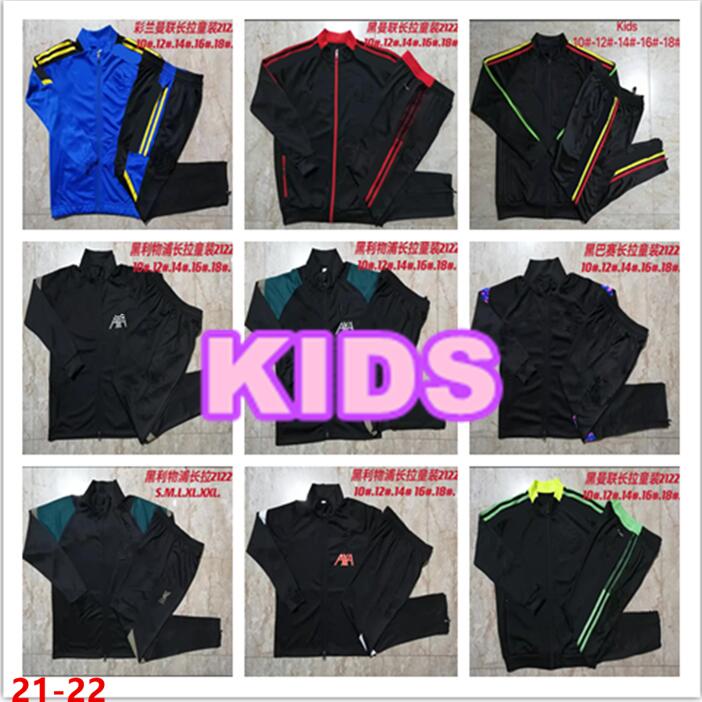 

top 2021 kids football jacket set soccer training suit pink 2022 children Long zipper Maglietta da calcio tuta jogging tracksuit kit, 21/22 jacket set