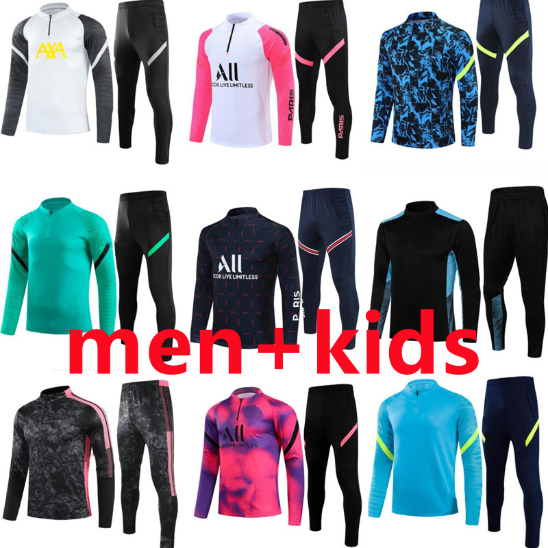 

2021 2022 mens Real Madrid tracksuit kids football training suit kits 21 22 men kid soccer tracksuits jogging jacket sets chandal futbol, Black