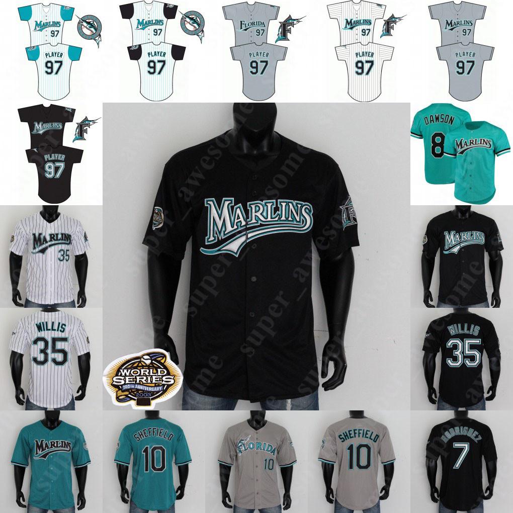 

Florida Baseball Jersey Miguel Cabrera Ivan Rodriguez Dontrelle Willis Mike Lowell Andre Dawson Gary Sheffield Juan Pierre Jose Fernandez, Black 2003-2009