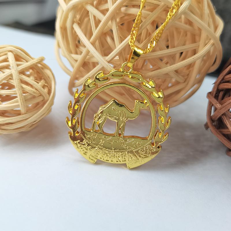 

Pendant Necklaces Gold Color Camel Olive Branch Chain Eritrea Map Flag Women Girls Jewelry African Gift For Eritrean