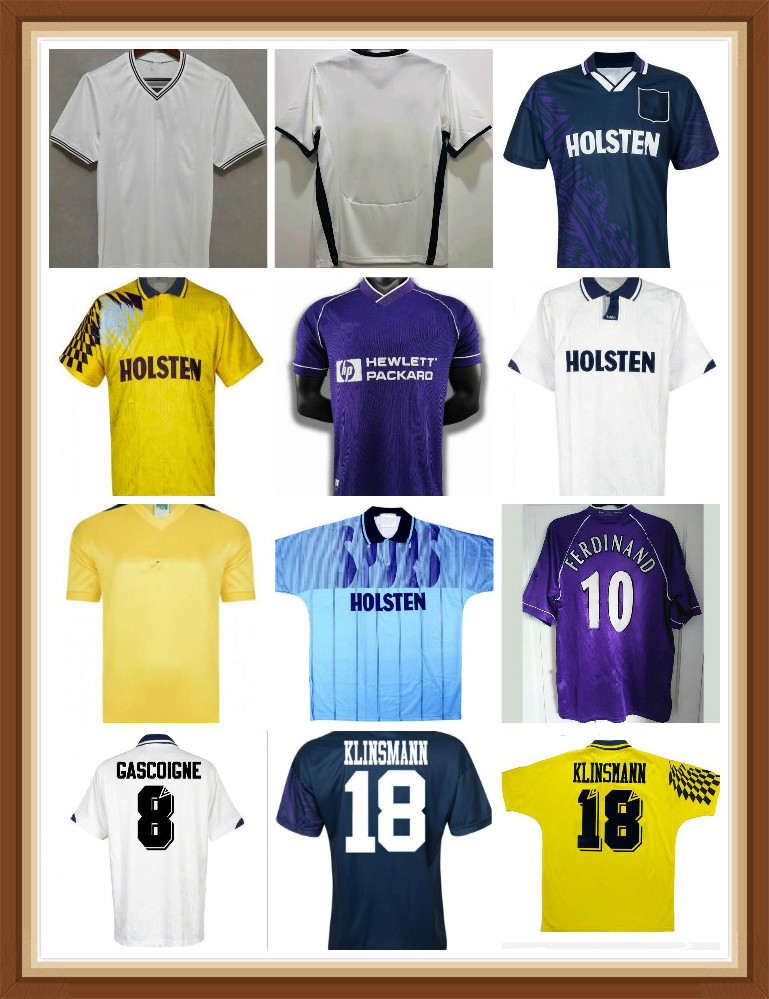 

Tottenham SHERINGHAM soccer jersey 1990 1998 1991 1982 1994 ALLEN Retro Klinsmann GASCOIGNE ANDERTON WATSOM Ginola Ferdinand Centenary 94 95, Black;yellow