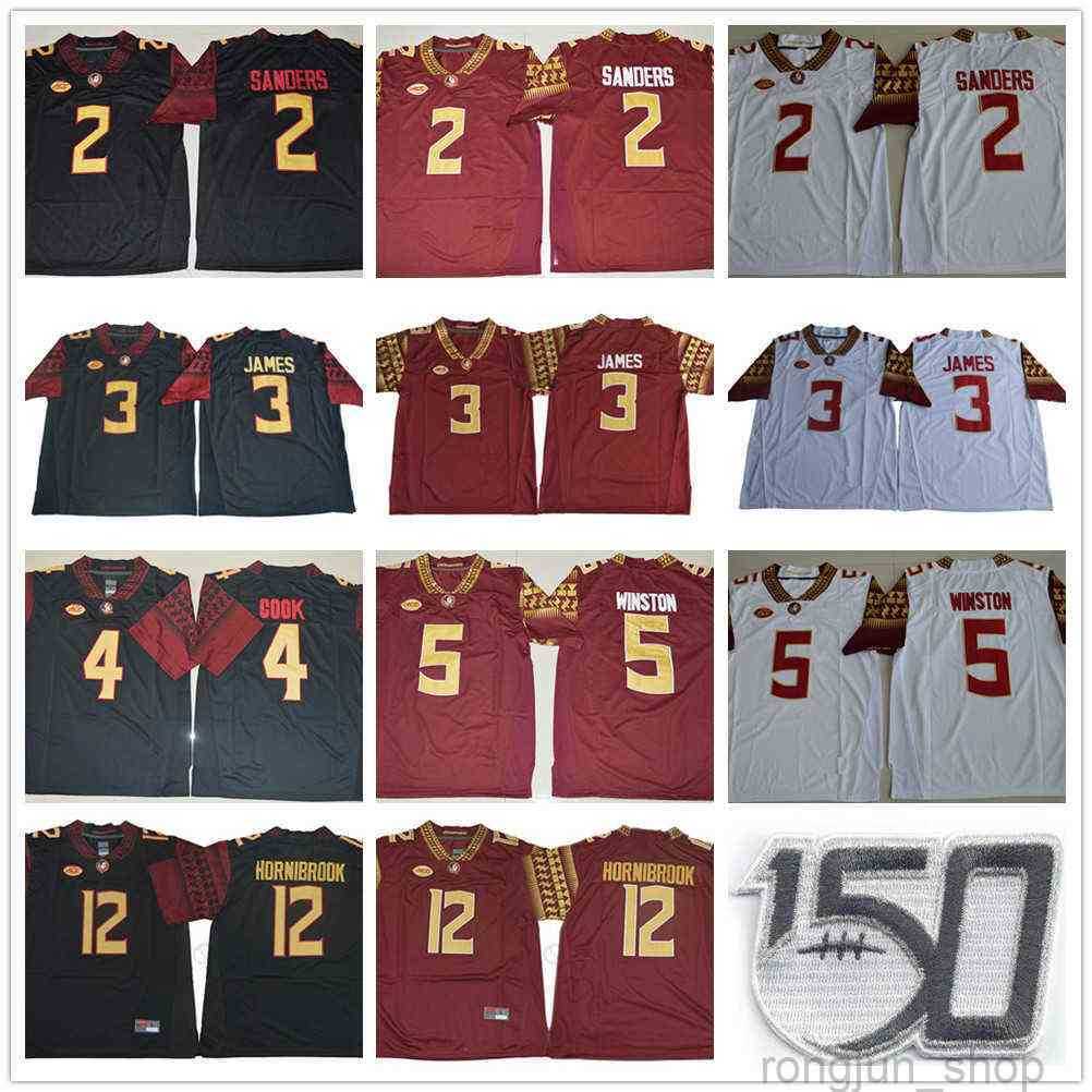 

NCAA FSU 150TH Florida State Seminoles College #2 Deion Sanders 3 Derwin James 4 Dalvin Cook 5 Jameis Winston 12 Akers Hornibrook Jersey, As picture