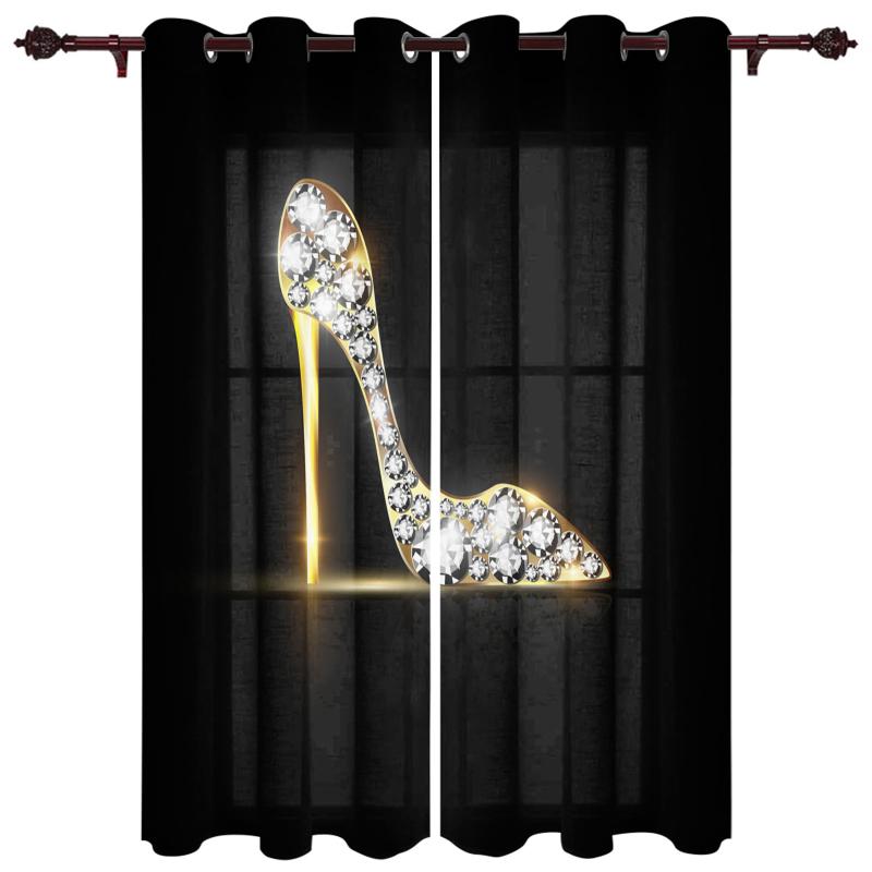 

Exquisite Home Luxury Curtains High Heels Gems Glitter Living Room Dining Bedroom El Translucent Curtain & Drapes
