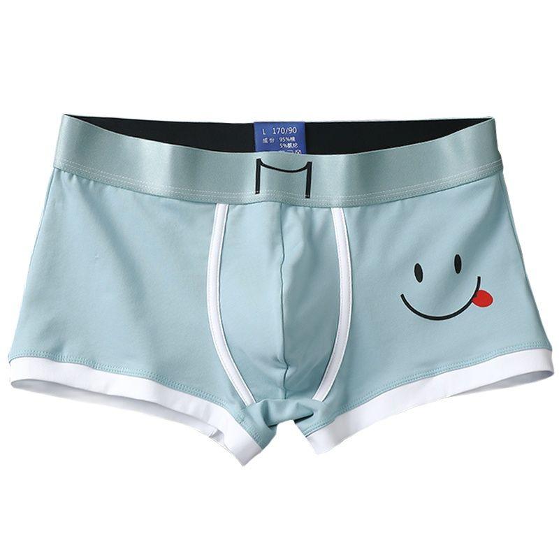 

Underpants Men's Boxers Underwear Made Of Pure Cotton Thin Summer Style Breathable Comfortable Smile Boy Short Boxer, Silver