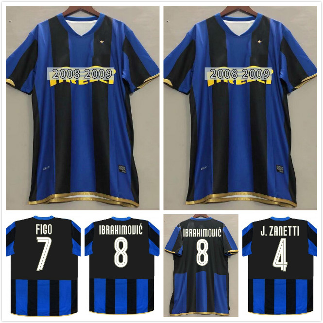 

2008 2009 Retro soccer jersey 08 09 Figo Ibrahimovic J.ZANETTI SNEIJDER MUNTARI QUARESMA MILITO home classic Vintage football shirt, Yellow