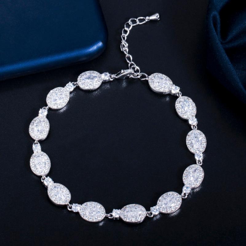 

Link, Chain ThreeGraces Gorgeous Cubic Zirconia White Gold Color Round Shape Wedding Link Bracelet Bangle For Women Jewelry BR178, Black