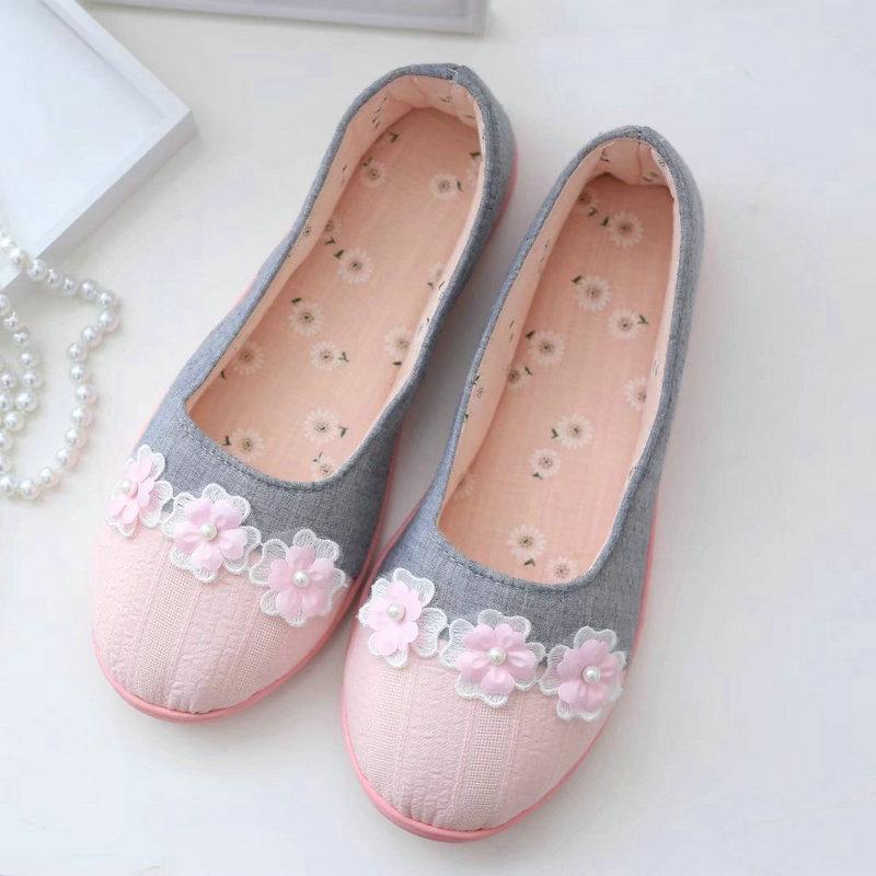 

Colors Flower Flat Shoes At Home Cotton Slippers For Madam Spring /autumn Lili Shoe Women, Black
