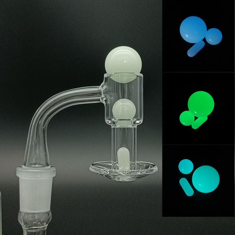 

Quartz Banger Smoking Set 14mm 18mm Male Frosted Joint Terp Slurper 45 90 Degree Luminous Glowing Pearl Bead Pill For Dab Rigs Bong