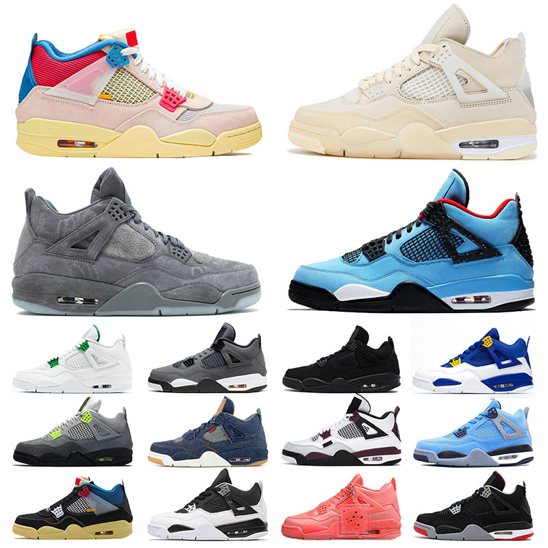 

With Jumpman 4 4s Basketball Shoes Men Women Sports Sneakers Sail Union Analyzes Cactus Jack Fire Red Metallic Black Cat Trainers, B6 36-47 cool grey