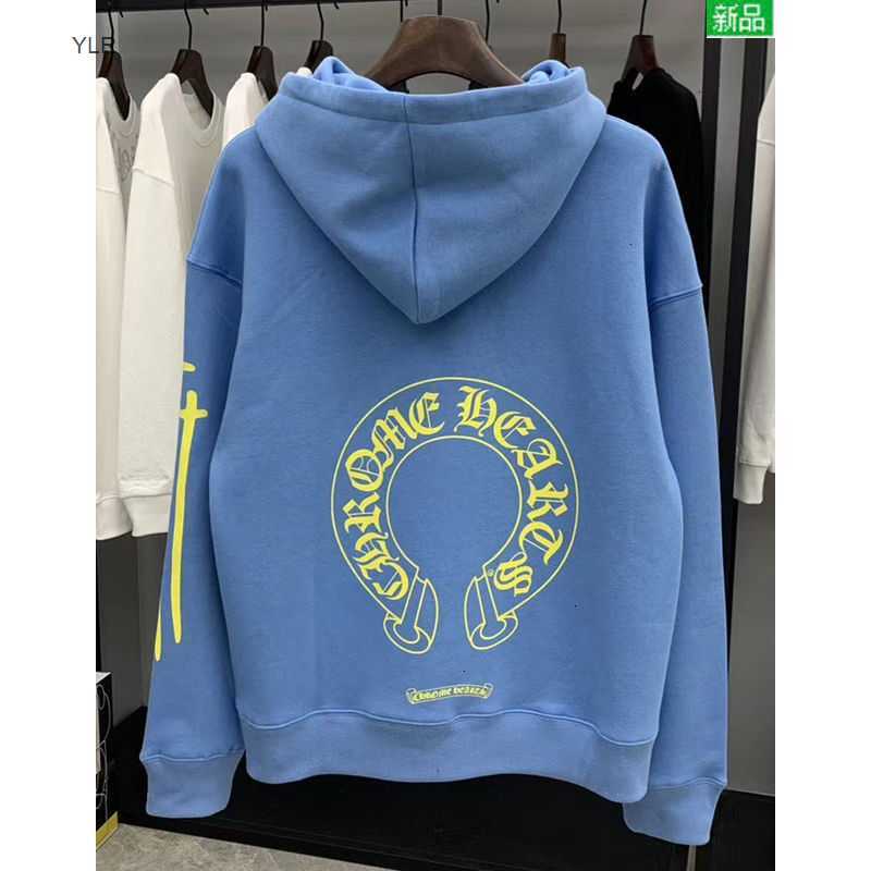 

Autumn winter croxin same fashion brand ch horseshoe Sanskrit print Hooded Sweater Pullover lovers' coat men's and women's, Black
