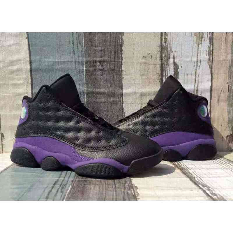 

(With Box)2021 13 Court Purple Basketball Shoes Men Black White 13s 3M Sneaker