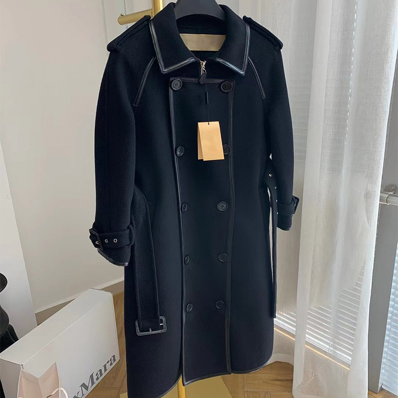 

Women Trench Coats Classic Womens Long Cloak Fashion Letters Printing Long Warm Coat Girls Casual Windproof 2021 Winter Clothes High Quality, Khaki