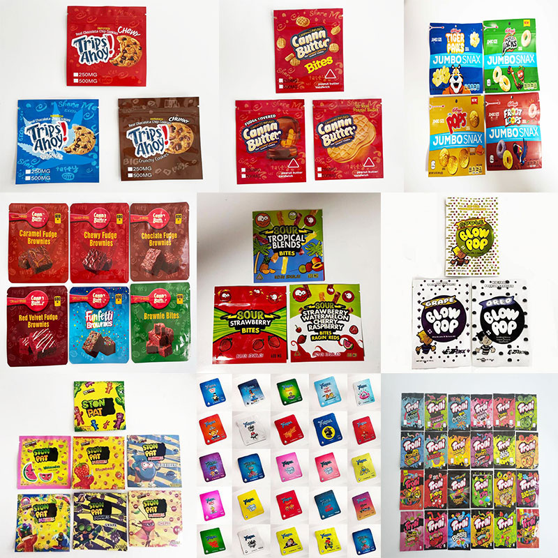 

empty Edible Packaging mylar bag TRIPS AHOY Canna butter 250mg 500mg gummy packs zipper top Candy bags
