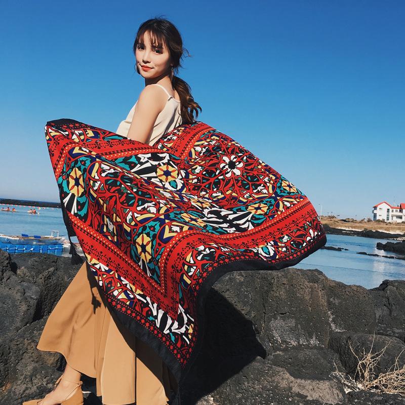 

Spring And Summer Beach Sunscreen Shawl Scarf Cotton Linen Women's Thin Towel Clothing Swimwear, White
