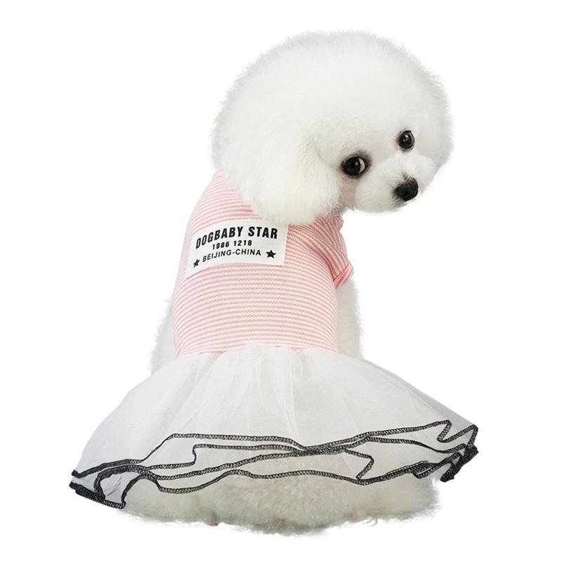 

Dog Apparel Small Bubble Skirt Stripe Lace Dress Princess Dresses Roupas Para Cachorro For Dogs Chihuahua