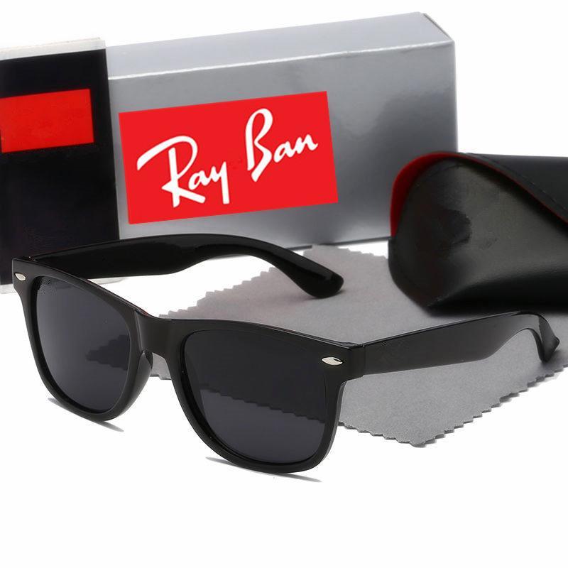 

High Quality Ray Men Women Polarized Sunglasses Vintage Pilot Wayfarer Brand Sun Glasses UV400 Bans With box and case 2140 R1, White;black