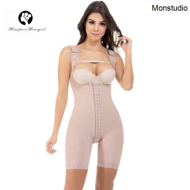 

Women Firm Control Open Bust Full Body Shaper Plus Size Waist Tranier Shapewear Postpartum Slimming Bodysuit Fajas Colombianas, Skin