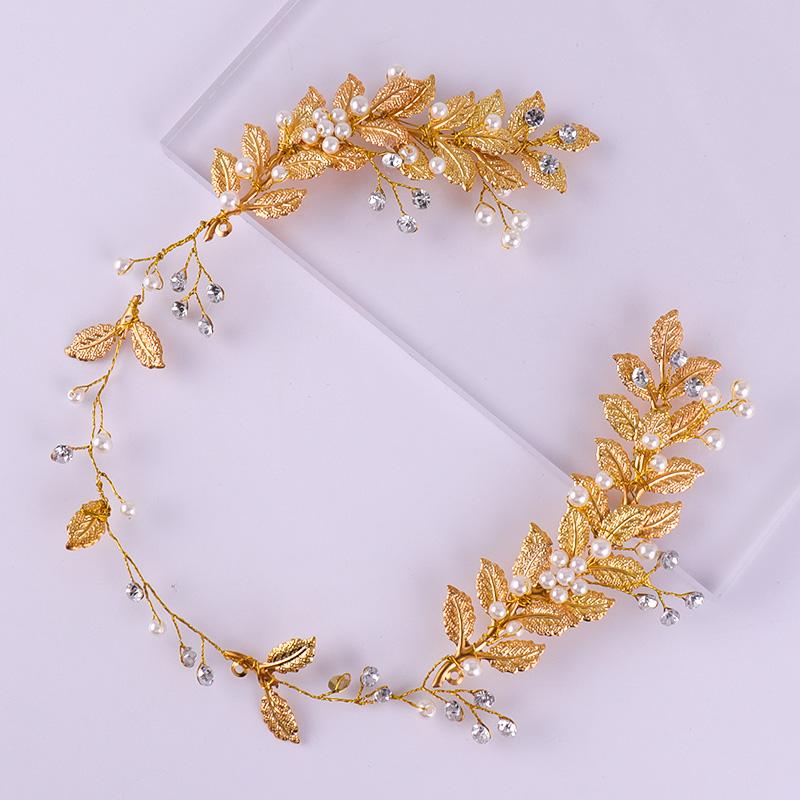 

Hair Clips & Barrettes High Quality Crystal Simulated Pearls Gold Metal Leaves Bands Bridal Bride Noiva Wedding Party Jewelry Headpieces, Golden;silver