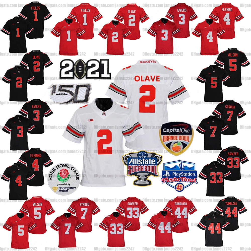 

NCAA Ohio State Buckeyes Football Jersey J.T. Tuimoloau C.J. Stroud Chris Olave Julian Fleming Garrett Wilson Jack Sawyer Quinn Ewers Justin Fields White Red Black, As shown