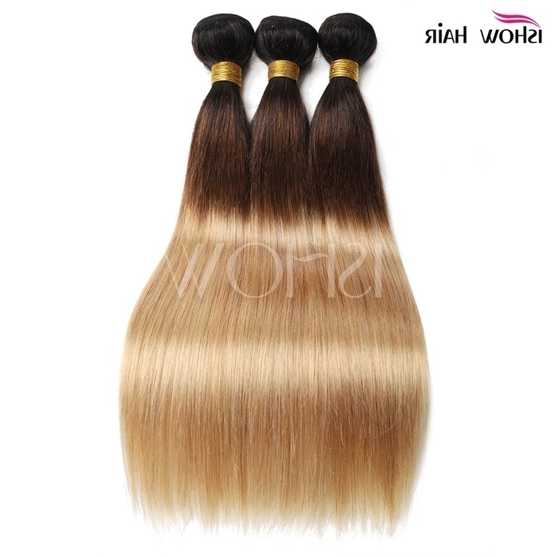 

curtain real Fashion wig straight ombre hair tricolor 1B 4 / 27#, 10 inch
