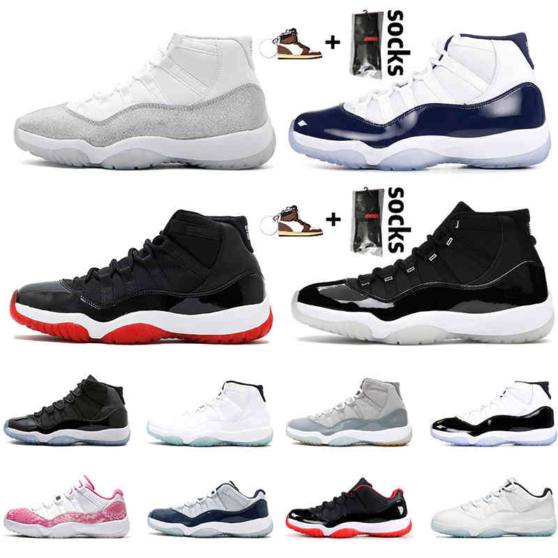

2021 Big Size Eur 47 Low 11s Basketball Shoes Men Womens Jumpman 11 High Bred White Jubilee Vast Grey Metallic Silver Sneakers Trainers, Black