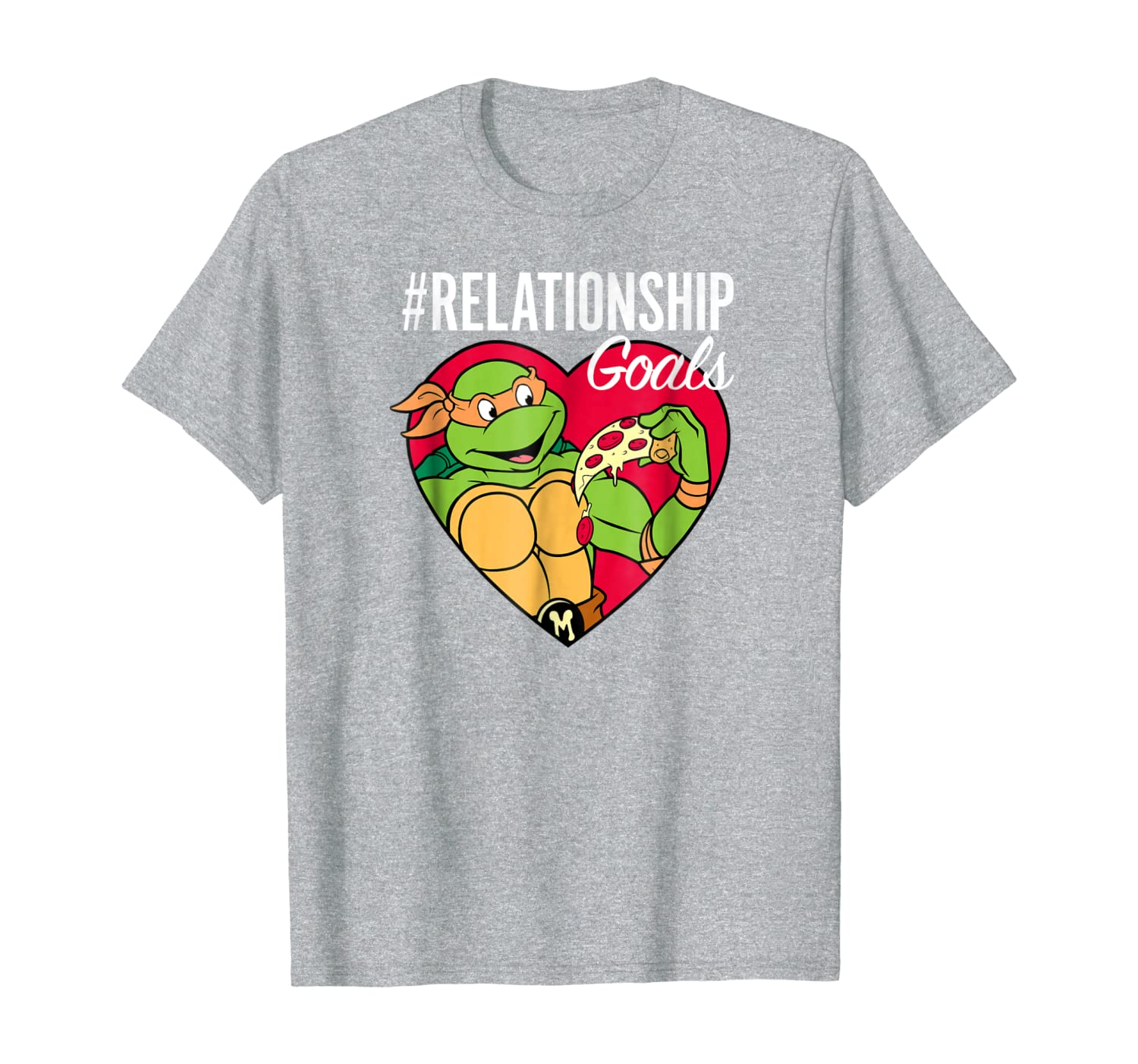 

TMNT relationship goals pizza T-shirt, White;black
