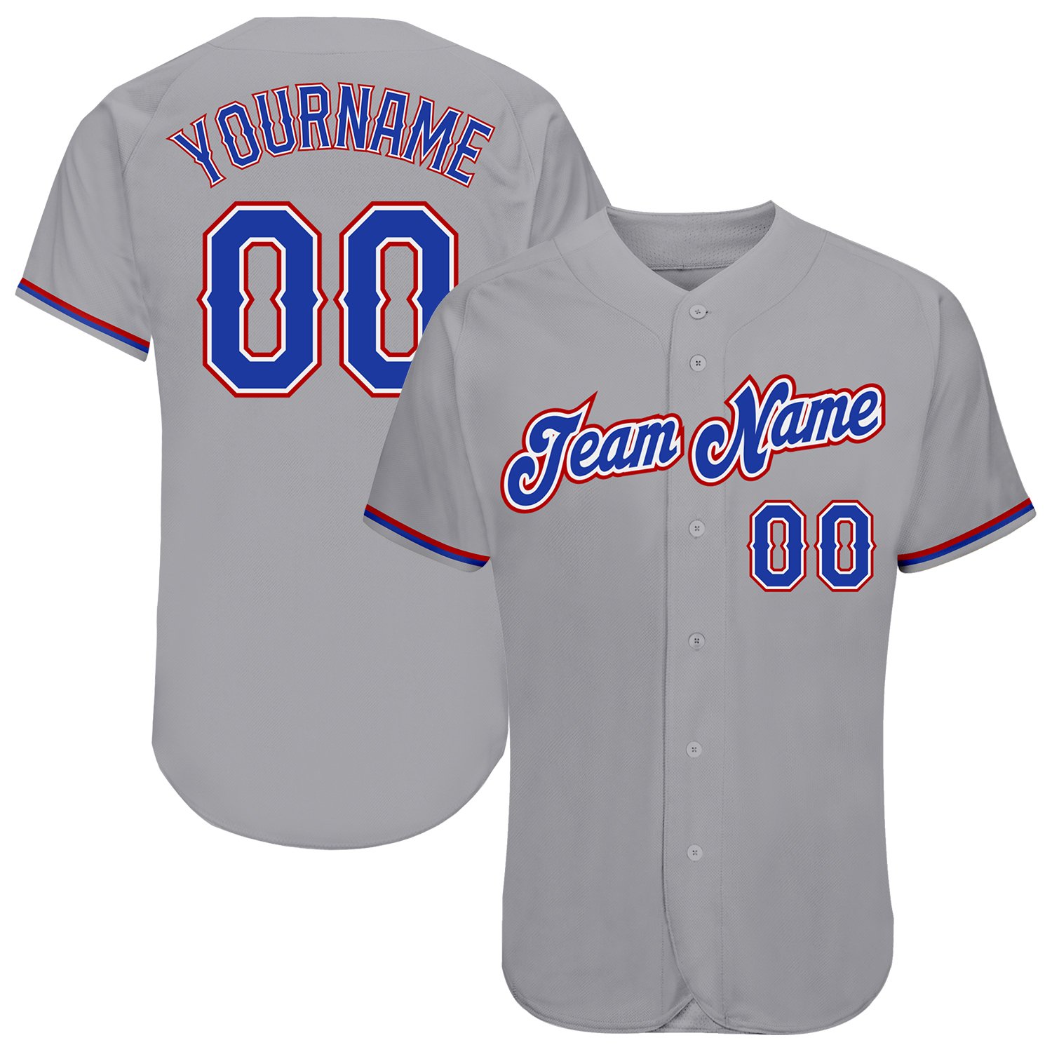 

Custom Gray Royal-Red-007 Authentic Baseball Jersey, Women size s-xxl