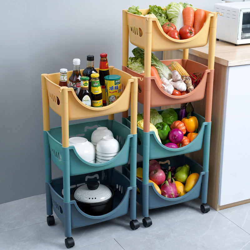 

Kitchen floor multi-layer fruit and vegetable shelf toy storage basket
