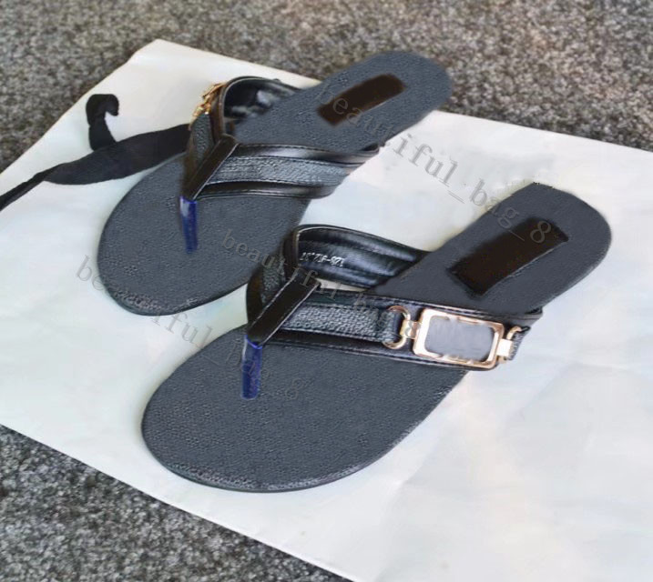

Wholesale Summer Brand Designer women Flip flops Slipper Fashion Genuine Leather slides sandals Metal Chain Ladies Casual shoes888, Black