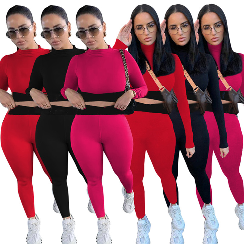 

Fall winter Women cotton tracksuits long sleeve sportswear pullover sweatshirt crop top+pants two Piece Set Outfits Plus size 2XL Casual black sweatsuits 5644, Red