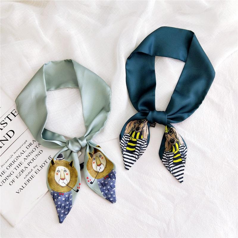 

Scarves Style Women's Silk Scarf Animal Printed Business Europe And America Small Neckerchief Scarfs Skinny Decoration
