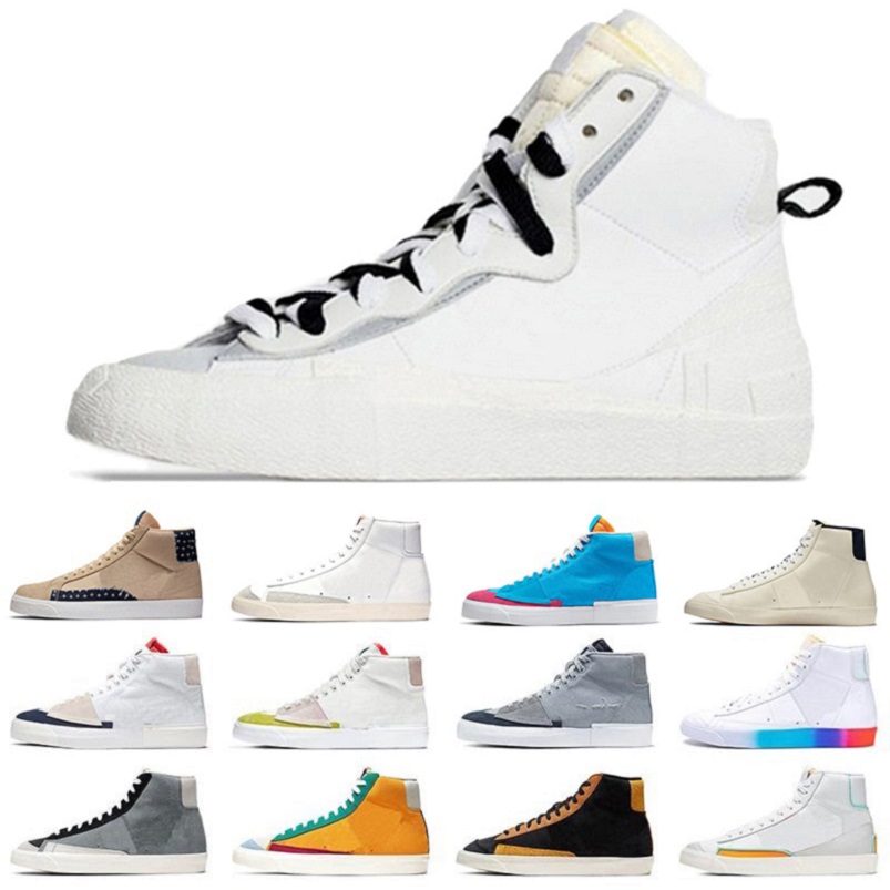 

2021 Blazer Mid 77 Mens Running Shoes UNC University Blue White CoolGrey Black Varsity Maize Hack pack sesame sail city pride platform shoe men women sports sneakers, Pay for box