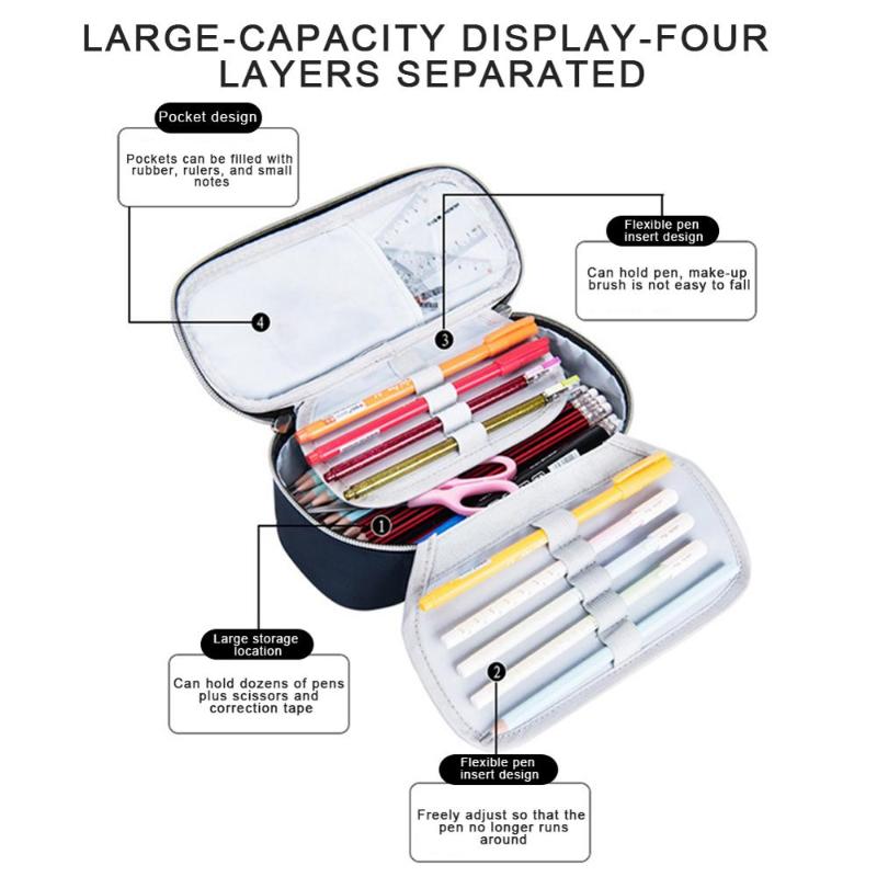 

Pencil Bags Waterproof Simple Canvas Bag Large Capacity Combination Lock Portable Korean Student Stationery For Men And Wome