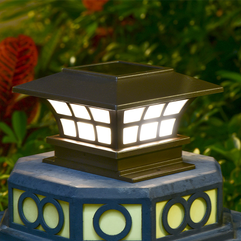

Coffee Column Head Solar Lamp Powered by Sun Lights Outdoor Lighting IP65 Waterproof Decorative Wall Lamps Garden Post Cap Fence Light Continue Working for 6~8 Hours