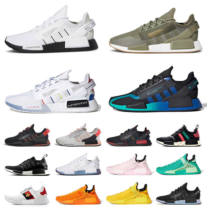 

Nmd R1 V2 Human Race Running Shoes Pharrell Williams Sports Sneakers Mens Womens Hu Trail Yellow Paris Legacy Green Japan Black White Dazzle Camo Trainers Size 36-47, 9 grey silver metallic 36-45