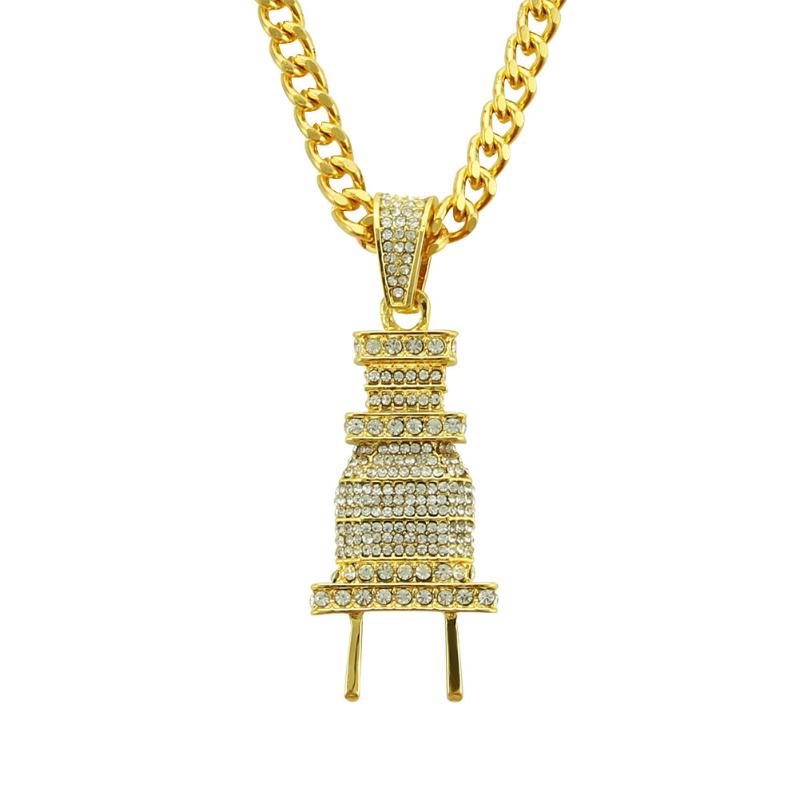 

Pendant Necklaces European And American Hip Hop Rap Full Diamond Plug Fashion Exaggerated Jewelry Men's Necklace