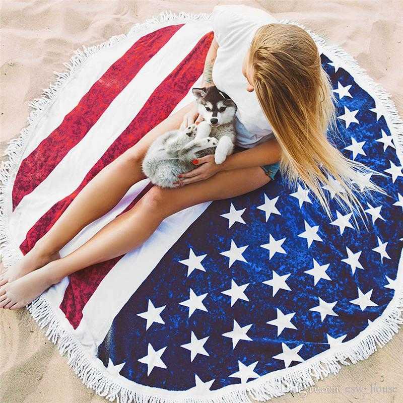 American Flag Pattern Towels Flag Beach Towel UAS Flag Beach Shawl Polyester Yoga Picnic Blankets 150*150cm